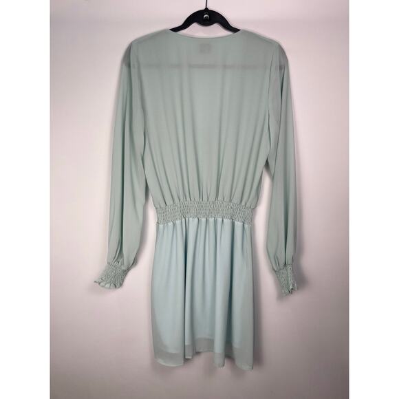 Show Me Your Mumu Adelaide Dress Light Blue Long Sleeve Mini Dress Womens Medium - Picture 6 of 7